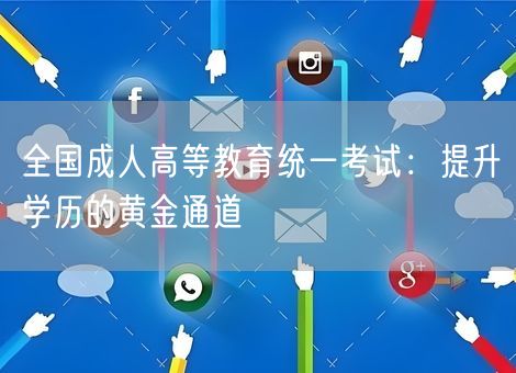 全国成人高等教育统一考试：提升学历的黄金通道