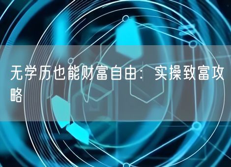无学历也能财富自由:实操致富攻略 无学历也能财富自由:实操致富攻略