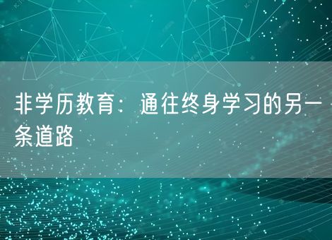非学历教育:通往终身学习的另一条道路 非学历教育:通往终身学习的另一条道路