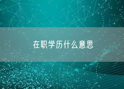 在职学历什么意思